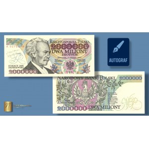 2,000,000 gold 1992 - series A with CONSTITUTIONAL...Y error - autograph of the author of the project Andrzej Heidrich - RARE