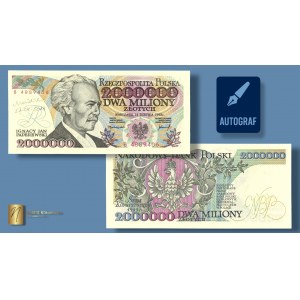 2.000.000 złotych 1992 - seria B - autograf autora projektu Andrzeja Heidricha - RZADKOŚĆ