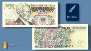 2.000.000 złotych 1993 - seria B - autograf autora projektu - RZADKOŚĆ