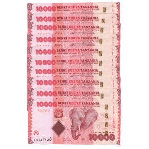 Tanzanie, 10 000 shillings 2010, série Q, Lot de 10 pièces numérotées