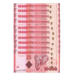 Tanzania, 10.000 Shilingi 2010 Seria Q, - Zestaw 10 sztuk numery pokolei
