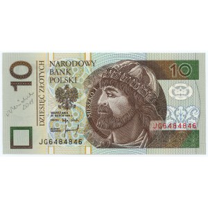 10 gold 1994, series JG 6484846, RADAR - autograph of the author of the project Andrzej Heidrich - RARE