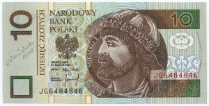 10 złotych 1994, seria JG 6484846, RADAR - autograf autora projektu - RZADKOŚĆ