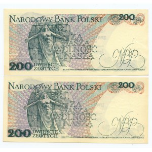 200 złotych 1976 - seria B i R - Rzadsze serie - zestaw 2 sztuk