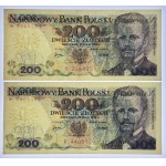 200 złotych 1976 - seria B i R - Rzadsze serie - zestaw 2 sztuk