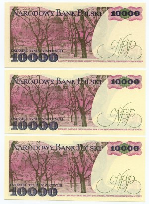 10 000 zloty 1987 - Série B et U ensemble de 3 pièces