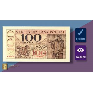 100 złotych 1962 z autografem Andrzeja Heidricha, awers wydruku