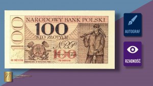 100 zloty 1962 autographed by Andrzej Heidrich, obverse of print