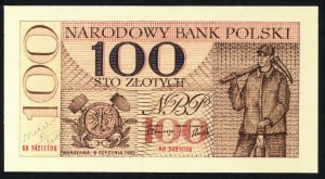 100 zloty 1962 autographed by Andrzej Heidrich, obverse of print