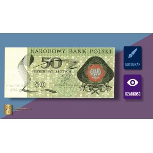 50 złotych 1966 z autografem Andrzeja Heidricha, awers wydruku
