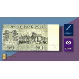 50 złotych 1966 z autografem Andrzeja Heidricha, rewers wydruku