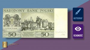 50 zloty 1966 autographed by Andrew Heidrich, reverse of print
