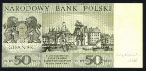 50 zloty 1966 autographed by Andrew Heidrich, reverse of print