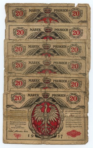20 polských marek 1916 - sada 6 kusů