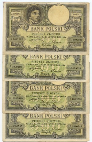 500 zloty 1919, série S.A., série de 8 billets