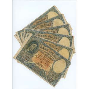 100 zloty 1919, series S.A., and S.B., set of 6 banknotes