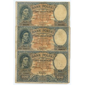 100 zloty 1919, series S.A., and S.B., set of 6 banknotes