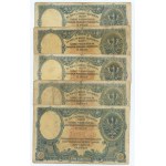 100 złotych 1919, S.A., S.B. oraz S.C., zestaw 5 sztuk banknotów