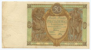 50 zlotys 1929, série B.F., variété plus rare