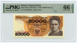 20.000 zl 1989, série AN, Maria Skłodowska-Curie, PMG 66 EPQ