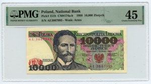10.000 Or 1988, Série AE, PMG 45, (L8) Extrêmement rare