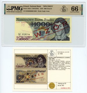 1 000 or 1979, série BM 0000000, n° 0403, MODÈLE/SPÉCIMÈNE, illustré dans le catalogue de la collection LUCOW