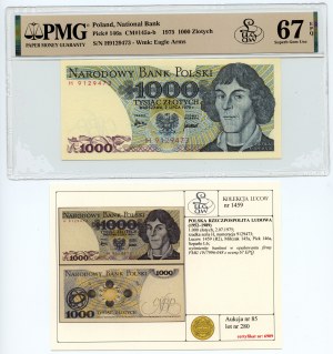 1,000 zloty 1975 series H, PMG 67 EPQ, bill from the Lucow Collection