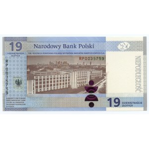 19 Gold 2019 - 100th anniversary of the founding of PWPW.
