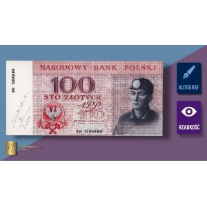 100 złotych 1966 z autografem Andrzeja Heidricha - awers WYDRUKU projektu