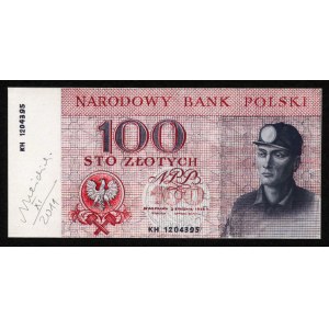 100 złotych 1966 z autografem Andrzeja Heidricha - awers WYDRUKU projektu