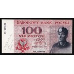 100 złotych 1966 z autografem Andrzeja Heidricha - rewers WYDRUKU projektu
