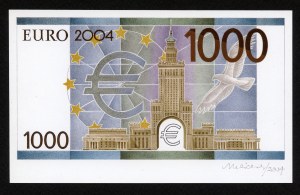 1.000 €, EURO 2004 z autografem Andrzeja Heidricha - WYDRUK projektu