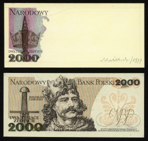FRAGMENT 2.000 złotych (1976-1982) z autografem Andrzeja Heidricha - WYDRUK projektu