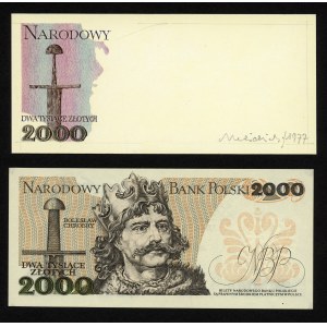 FRAGMENT 2.000 złotych (1976-1982) z autografem Andrzeja Heidricha - WYDRUK projektu