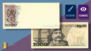 FRAGMENT 2.000 złotych (1976-1982) z autografem Andrzeja Heidricha - WYDRUK projektu