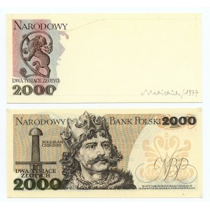 FRAGMENT 2.000 złotych (1976-1982) z autografem Andrzeja Heidricha - WYDRUK projektu