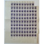 Sheet of stamps - Boleslaw Bierut 10 zloty 1948 - PPF stamp on the back - 99 pieces