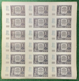 Feuille de billets 20 zloty 1940 - Occupation allemande, Bank Emisyjny w Polsce, émission 1940