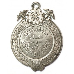 Warsaw, Badge of the 25th Anniversary of the Mutual Aid Society of Trade and Industry Employees in Warsaw 1909