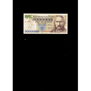 REPLIKA 5.000.000 złotych 1995, seria AH wraz z autografem projektanta Andrzeja Heidricha.