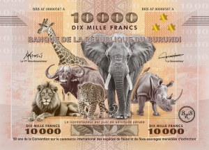 BURUNDI, 10,000 Francs 2025, Largest Banknote in the World