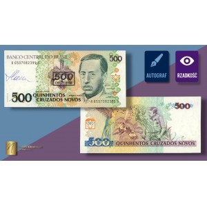 BRAZIL - 500 cruzeiros ND (1990), designer Czeslaw Slania's autograph on obverse