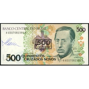 BRAZIL - 500 cruzeiros ND (1990), designer Czeslaw Slania's autograph on obverse