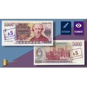 ARGENTINA, 5,000 pesos (1984-1985), autograph of designer Czeslaw Slania on obverse