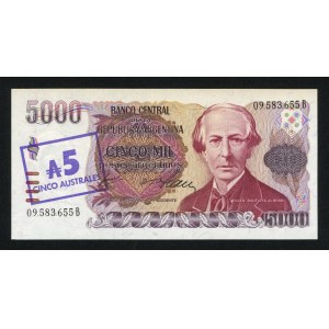 ARGENTINA, 5,000 pesos (1984-1985), autograph of designer Czeslaw Slania on obverse