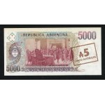 ARGENTINA, 5,000 pesos (1984-1985), autograph of designer Czeslaw Slania on obverse