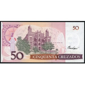 BRAZIL, 50 cruzados 1986, designer's autograph ONLY name of Czeslaw Slania on reverse side