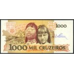 BRAZIL, 1,000 cruzeiros ND (1990), designer Czeslaw Slania's autograph on the reverse side