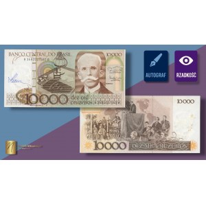 BRAZIL - 10,000 cruzeiros ND (1986) - autograph of designer Czeslaw Slania on the obverse