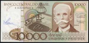 BRÉSIL - 10 000 cruzeiros ND (1986) - autographe du dessinateur Czesław Słani sur l'avers.